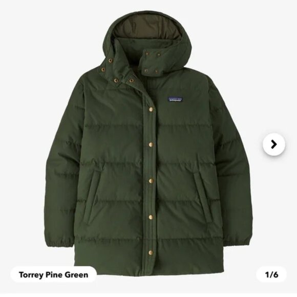 Patagonia Cotton Down Parka Torrey Pine Green Size Large NWT - Picture 4 of 13